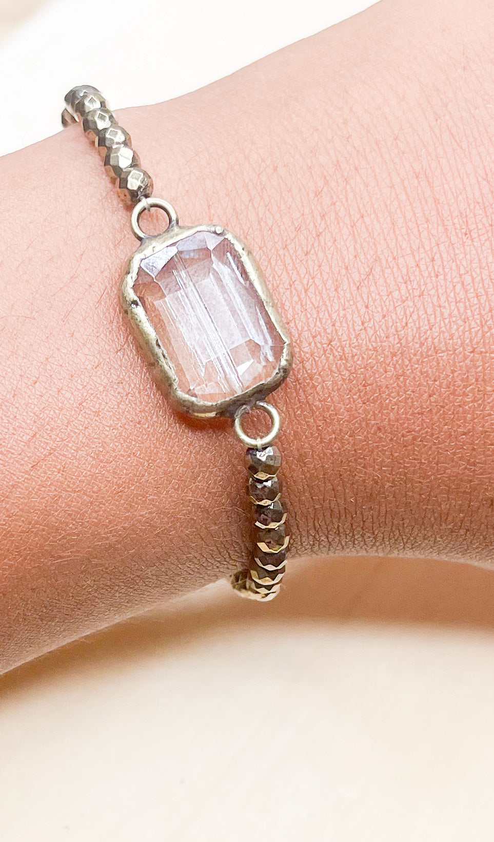 Hematite Stretch Bracelet - Dainty Grunge