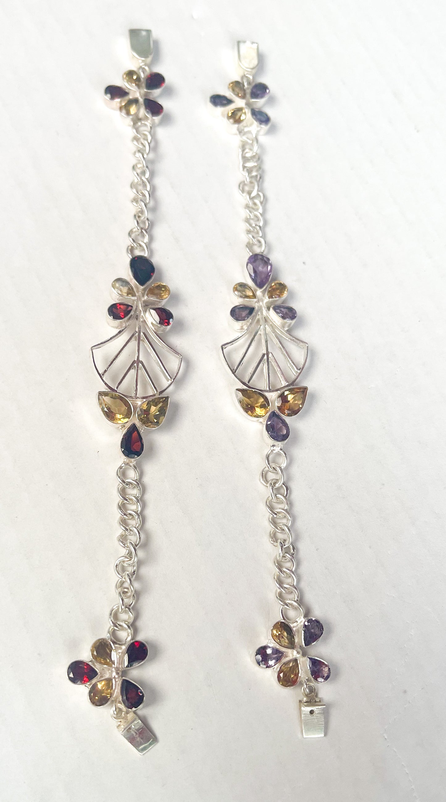 Thick Chain Gem with silver Bracelet-SSS