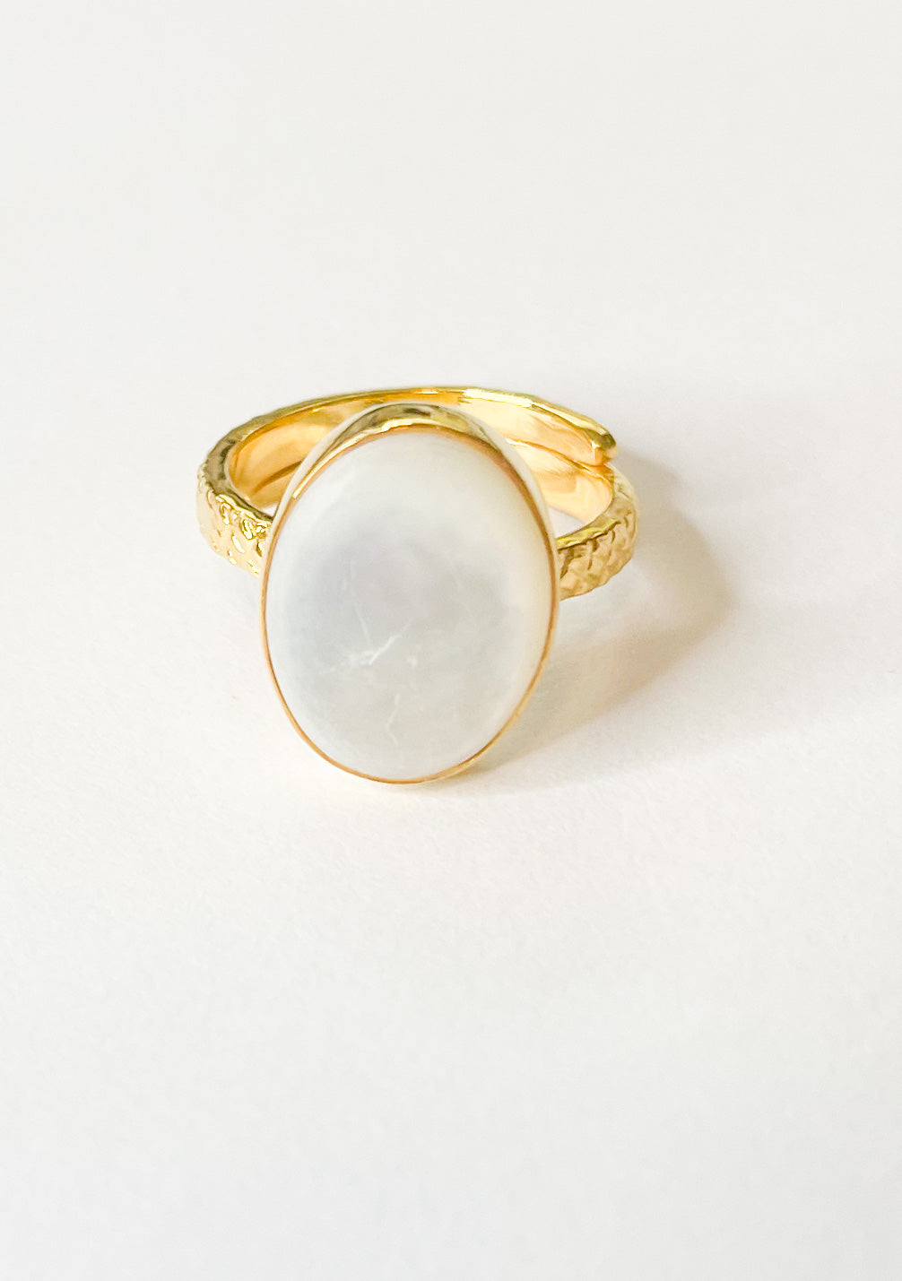 Mother of Pearl Adjustable Ring - 18K Gold Filled