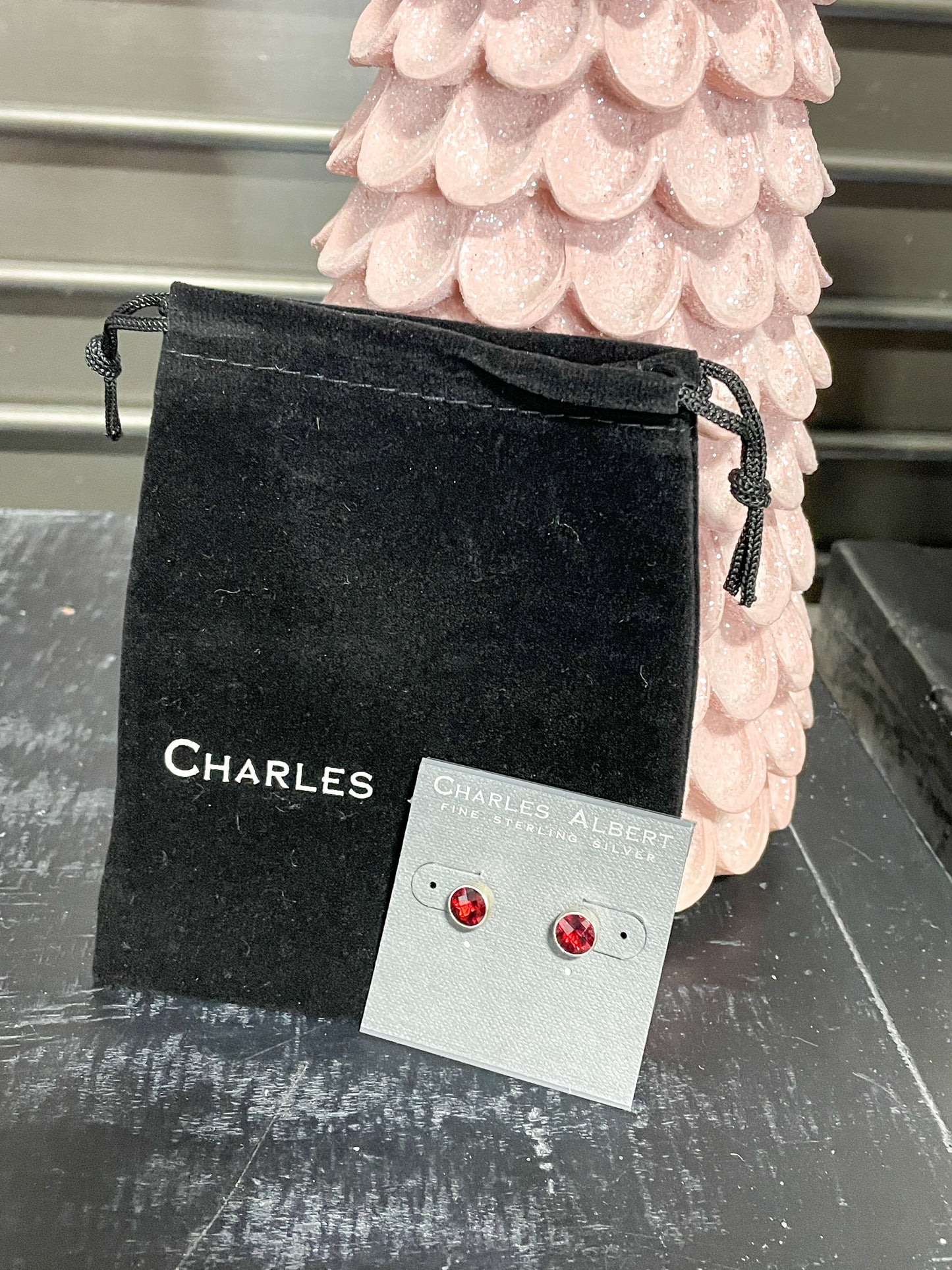 Garnet Post Earring - Solid Sterling Silver