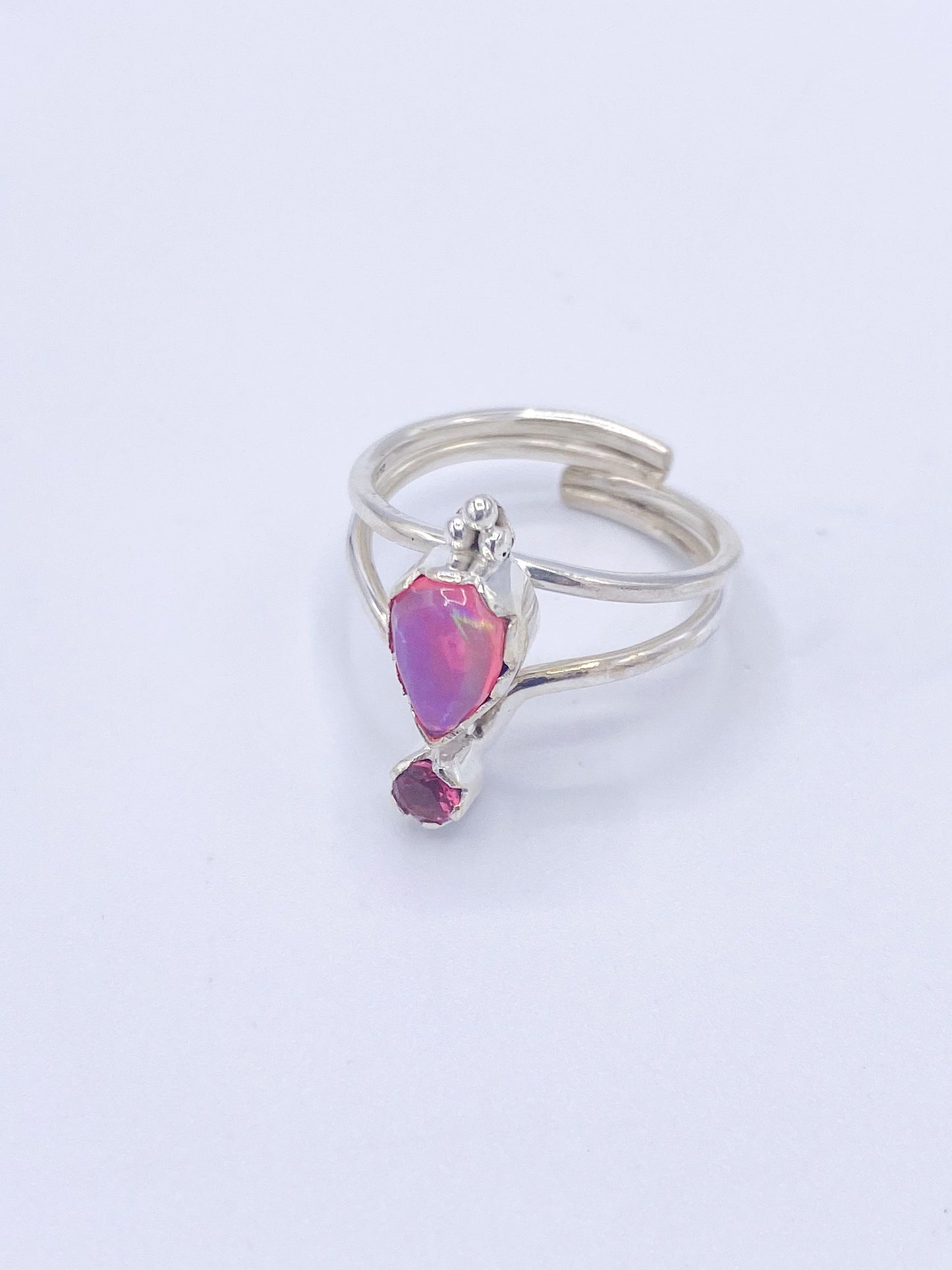 Dainty Pink Ethiopian Ring-Solid Sterling Silver