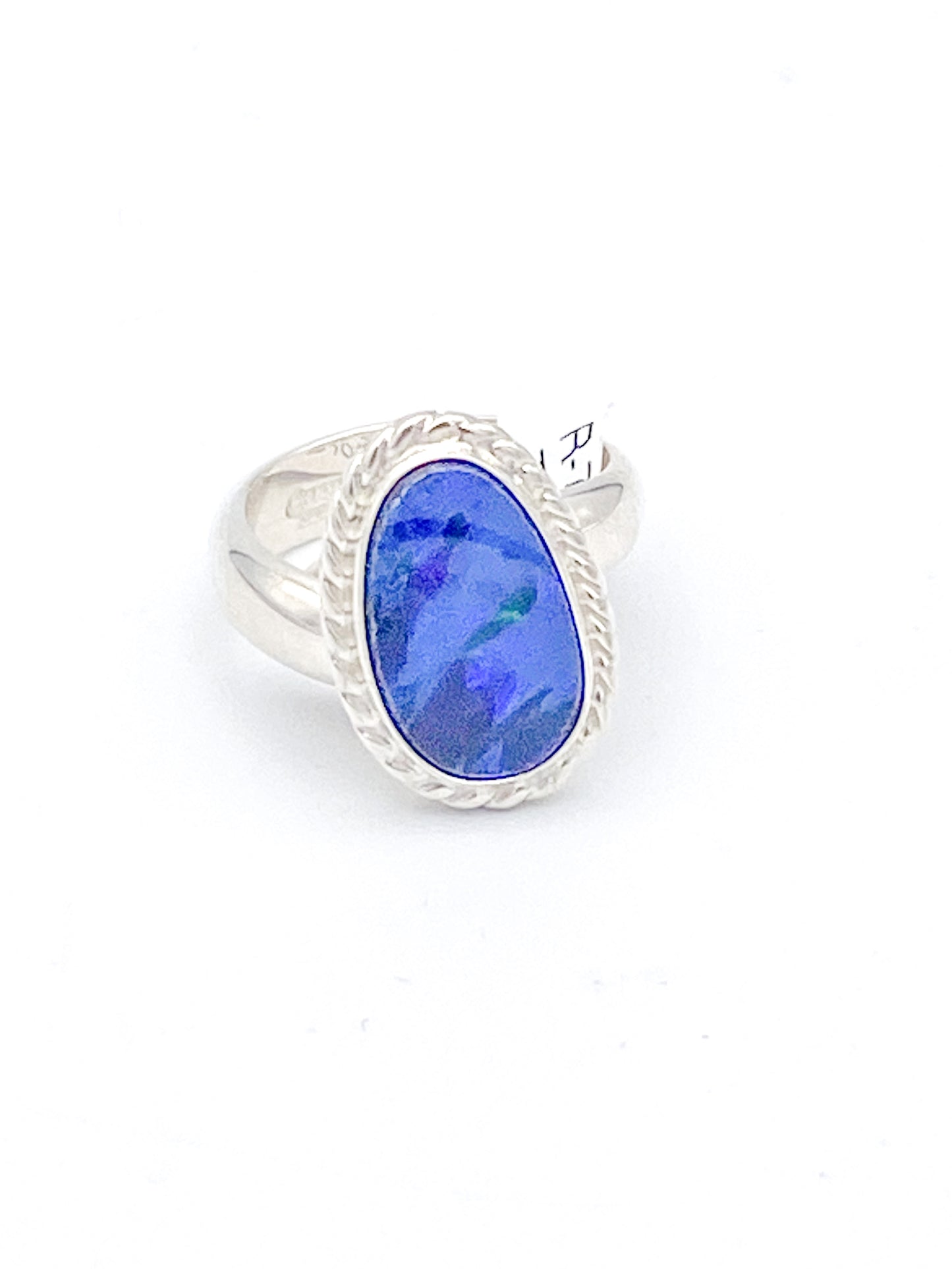 Australian Opal Braid Detail Adjustable Ring - Solid Sterling Silver