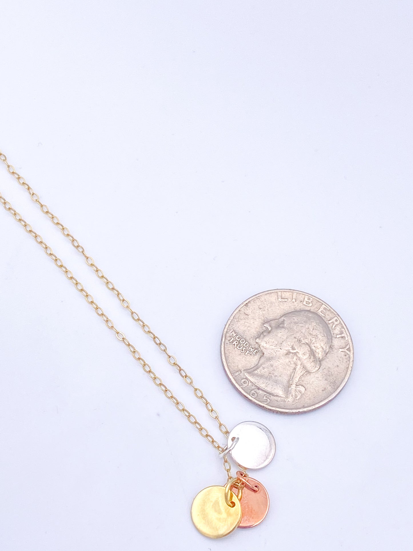 Tri-Tone Charm Dainty Necklace - Solid Sterling Silver