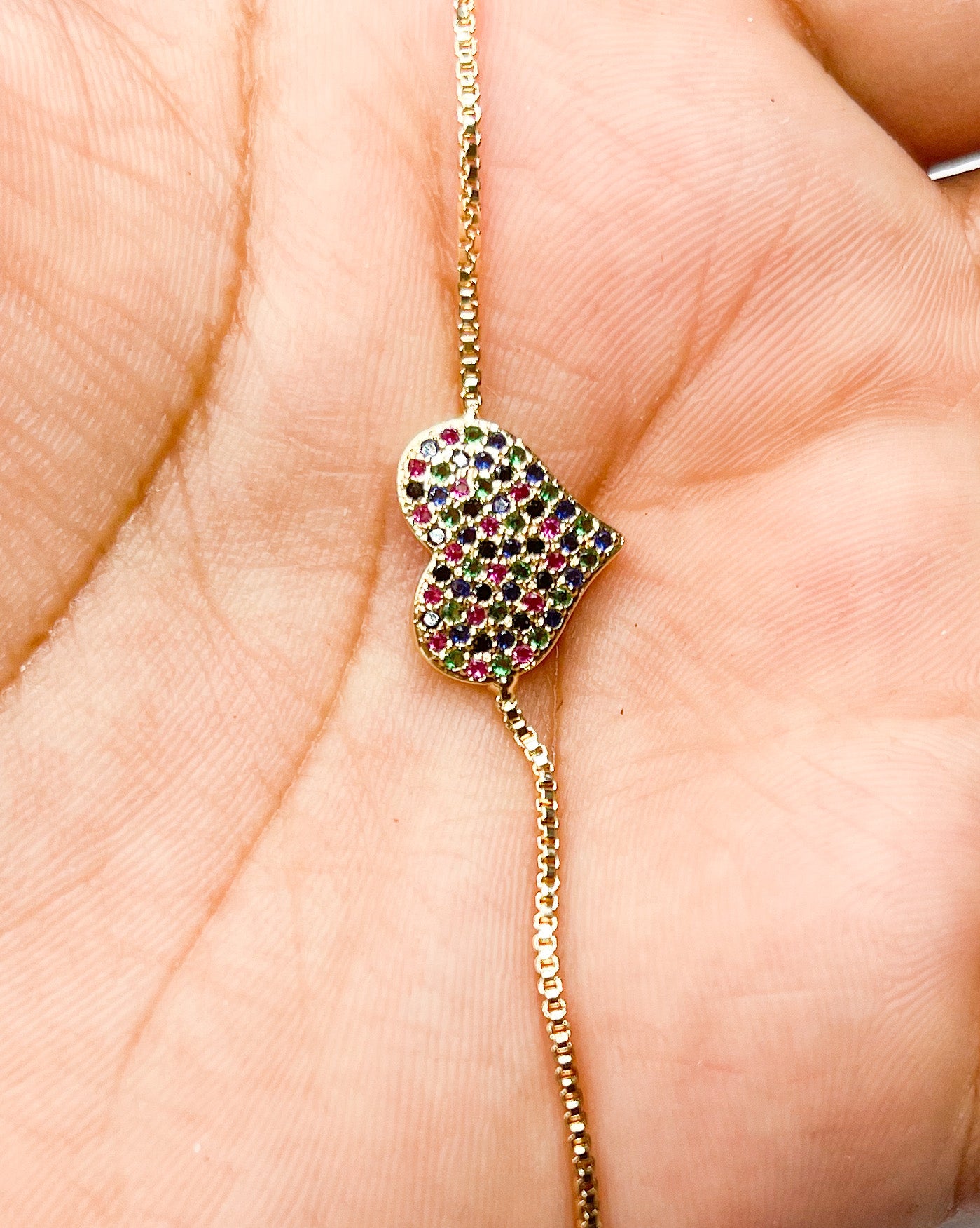 Colorful Heart Bolo Bracelet-18k Gold