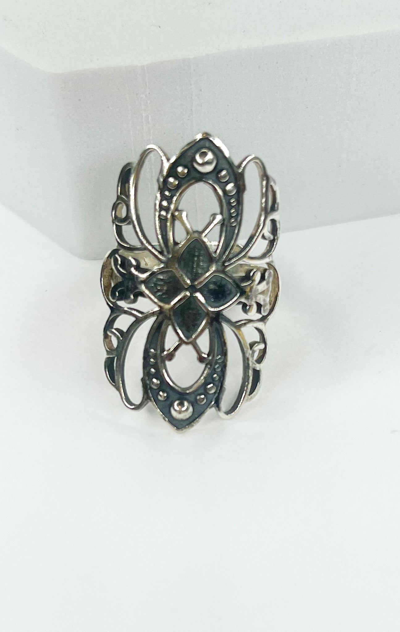 Royal Filagree Design Adjustable Ring-Solid Sterling Silver