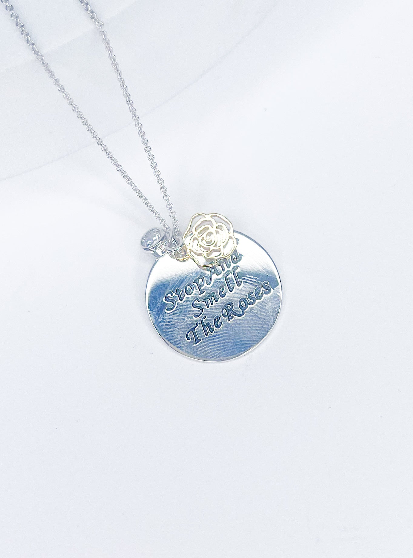 Stop and Smell The Roses Necklace-Rhodium
