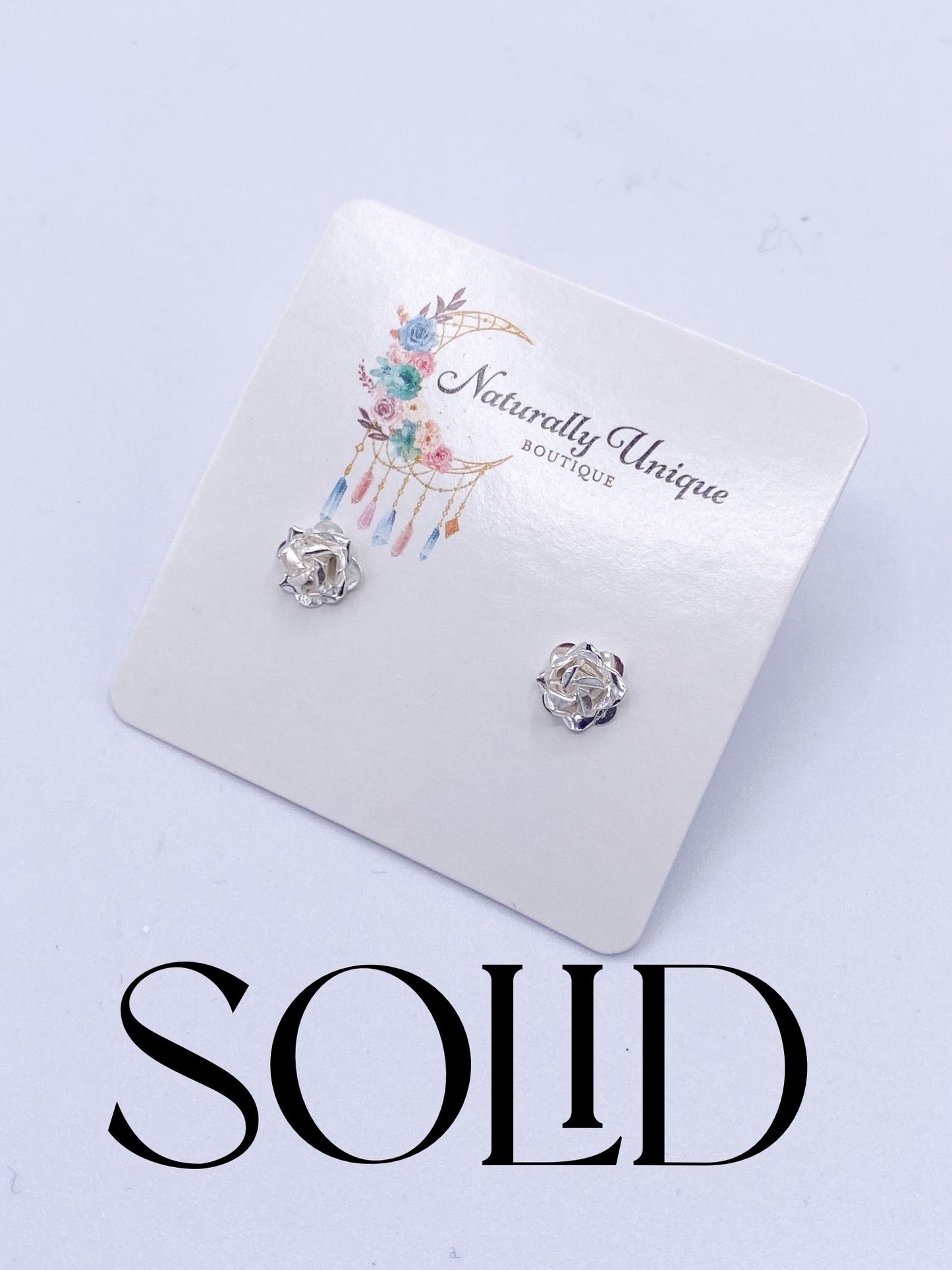 Dainty Rose Studs-Solid Sterling Silver