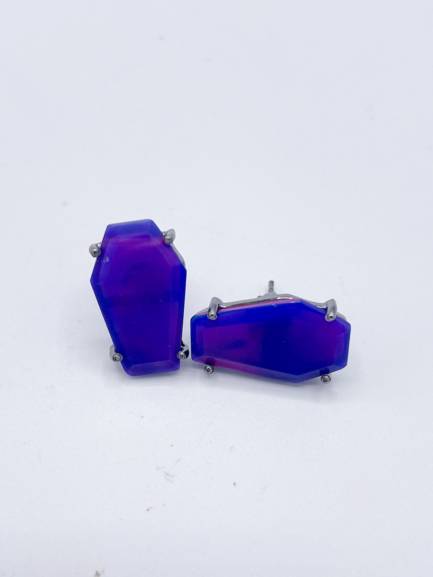 Purple Galaxy Coffin Studs-Solid Sterling Silver