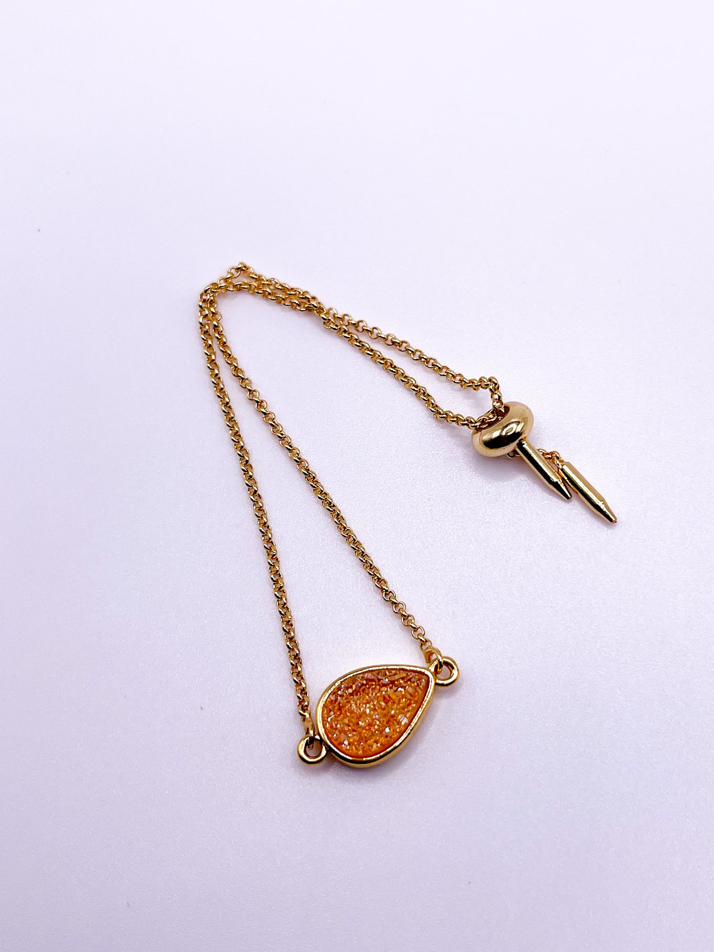 Druzy Dainty Bracelet - Gold Tone