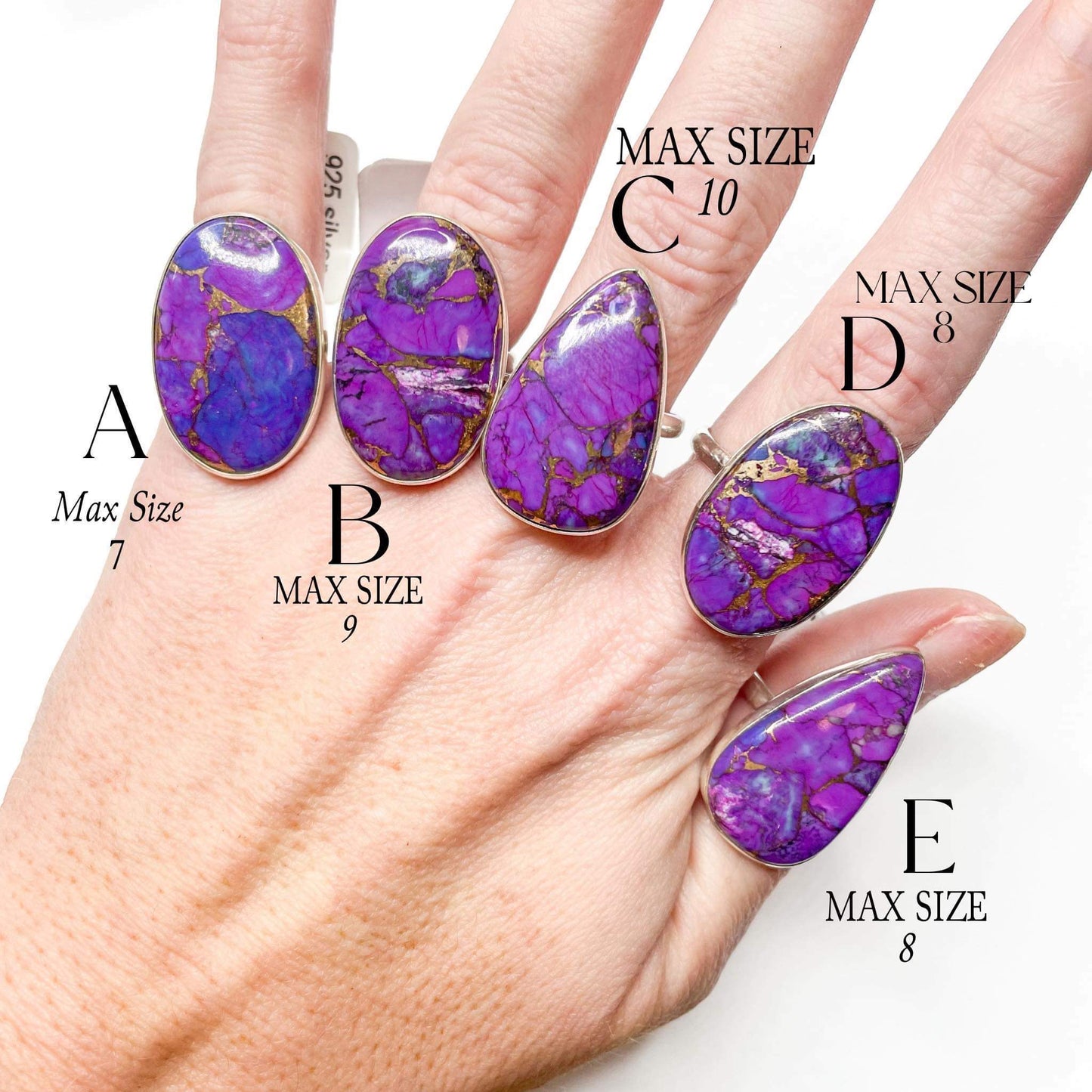 Purple Turquoise Sized Rings-Solid Sterling Silver