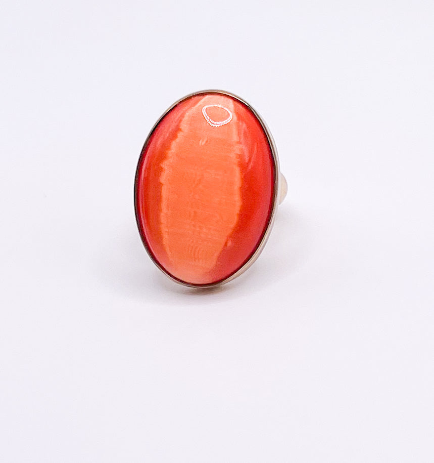 Orange Fiber Optic Oval RIng-Alchemia