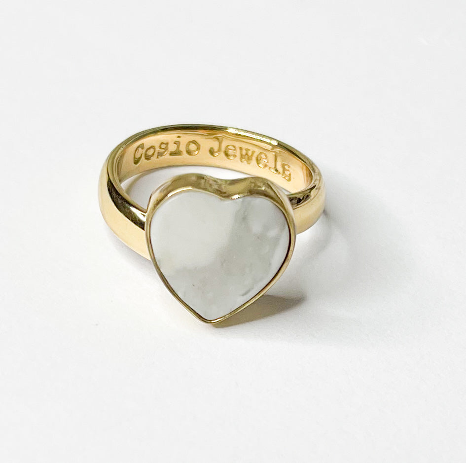 White Howlite Heart Ring-Alchemia