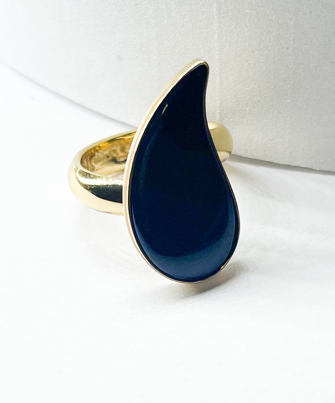 Black Onyx Paisley Ring-Alchemia