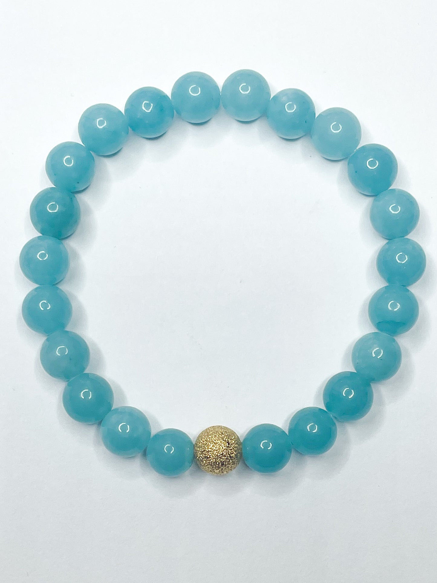 Sky Blue Agate (Gold Ball) Stretch Bracelet - 105