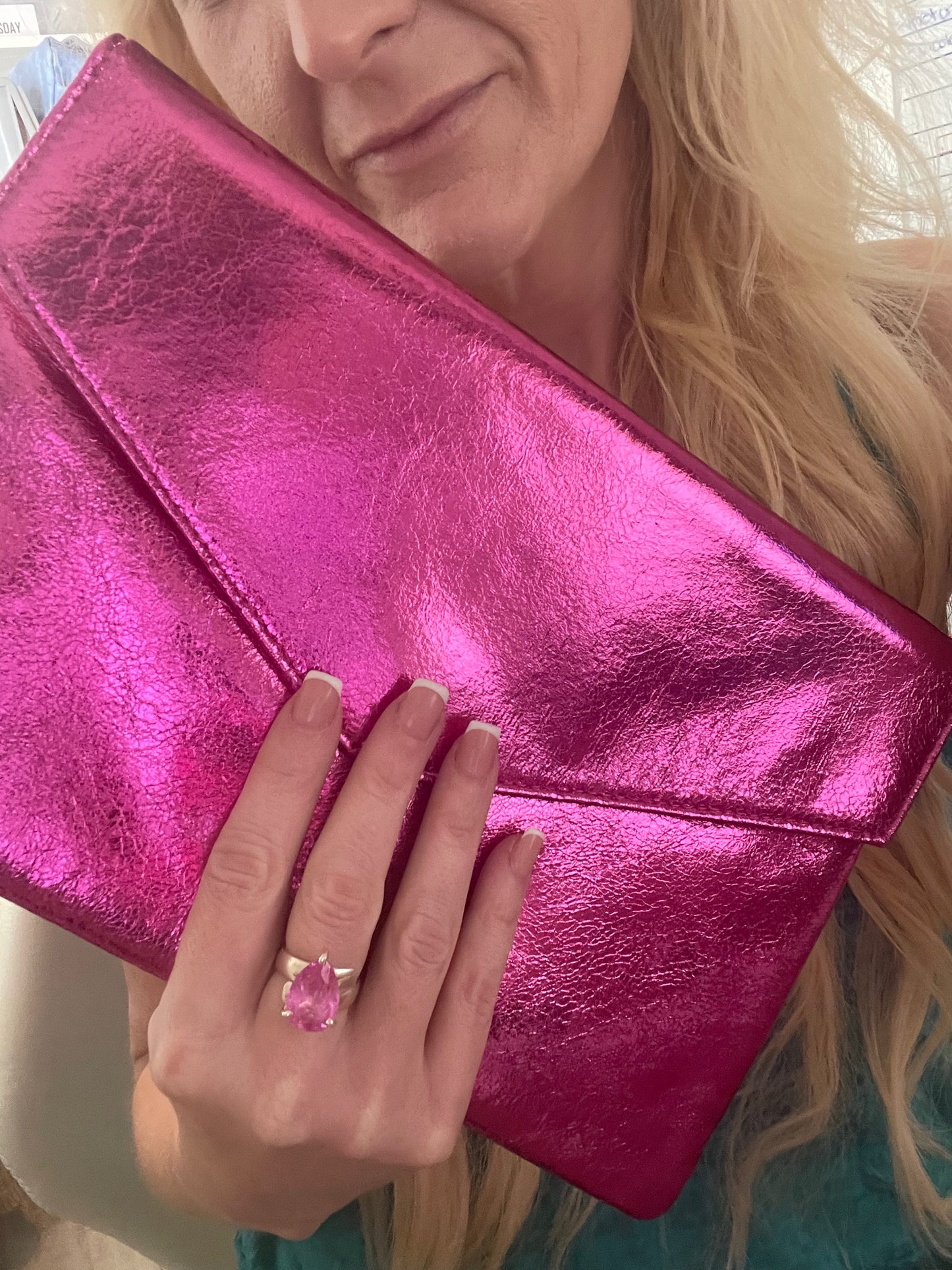 Metalic Hot Pink clutch