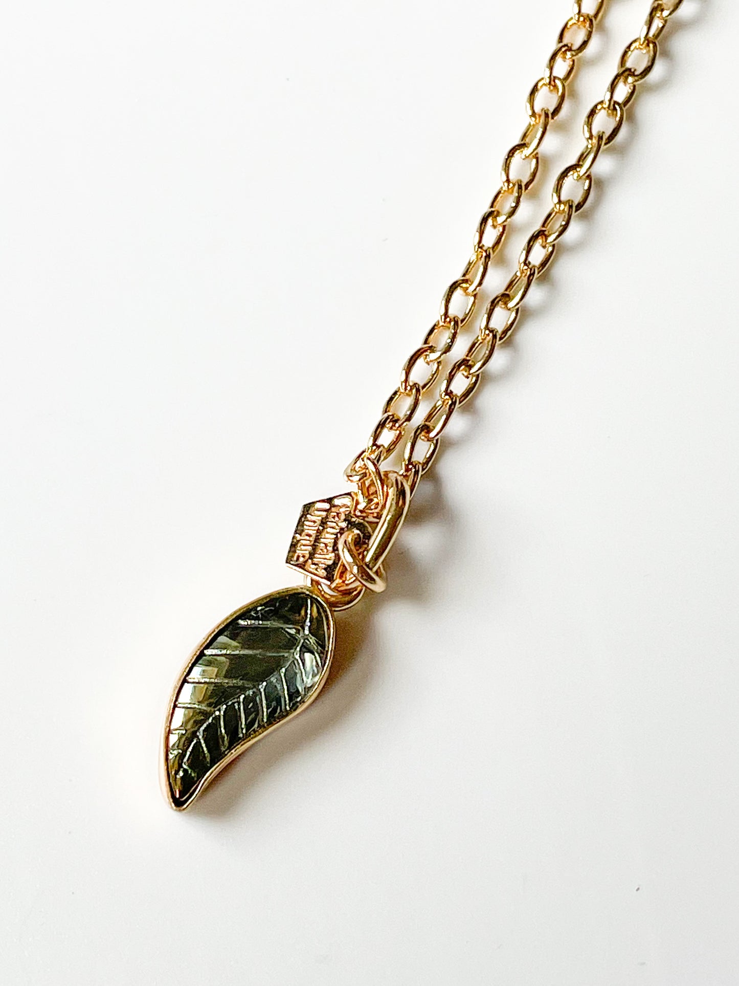 Treated Glass Leaf Pendant- Alchemia