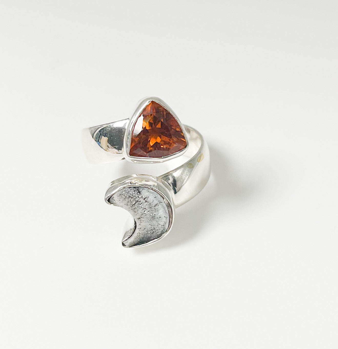 Trillion Cut Orange W Druzy Bypass-Alchemia