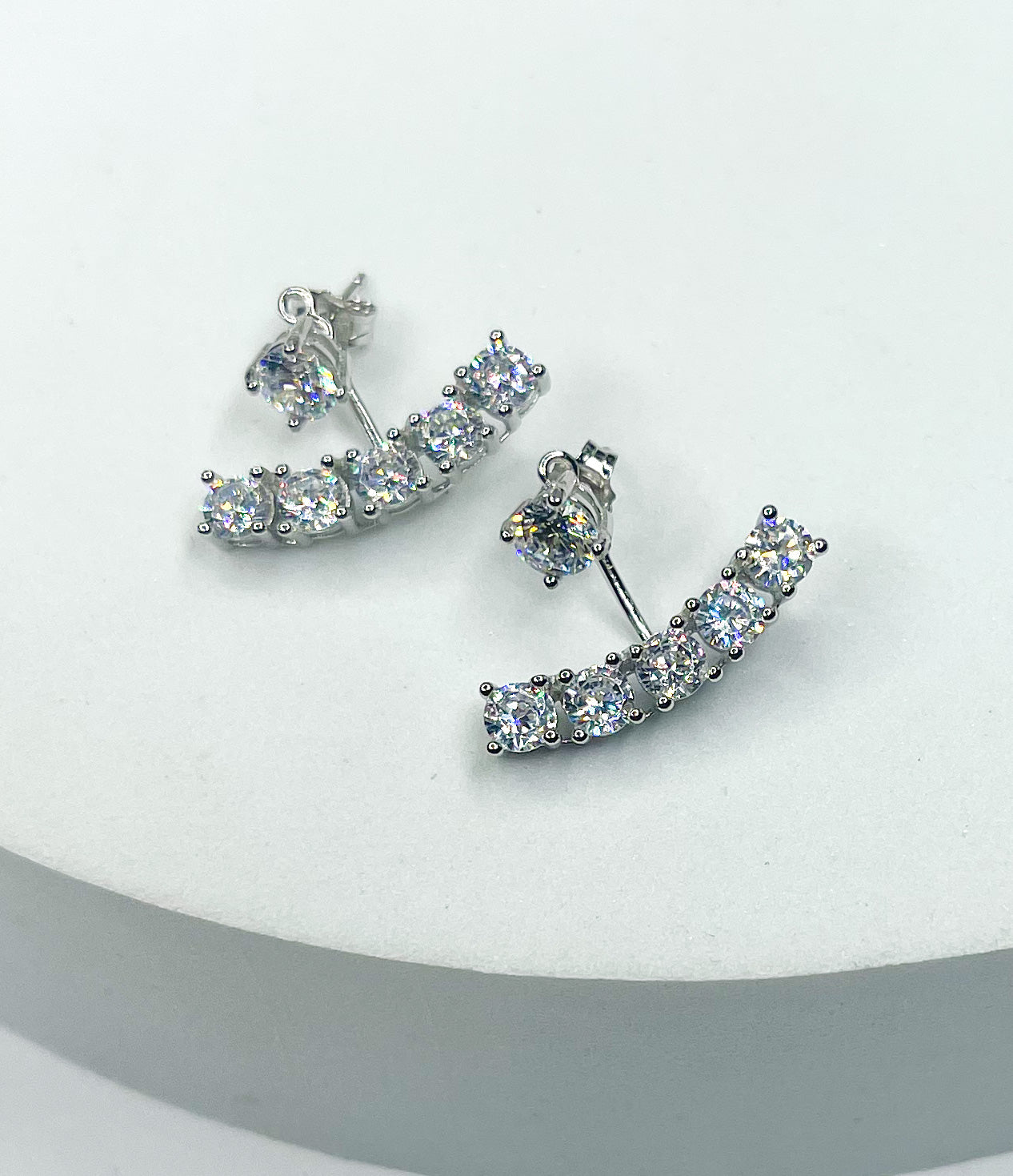CZ Crawler Studs - Solid Sterling Silver