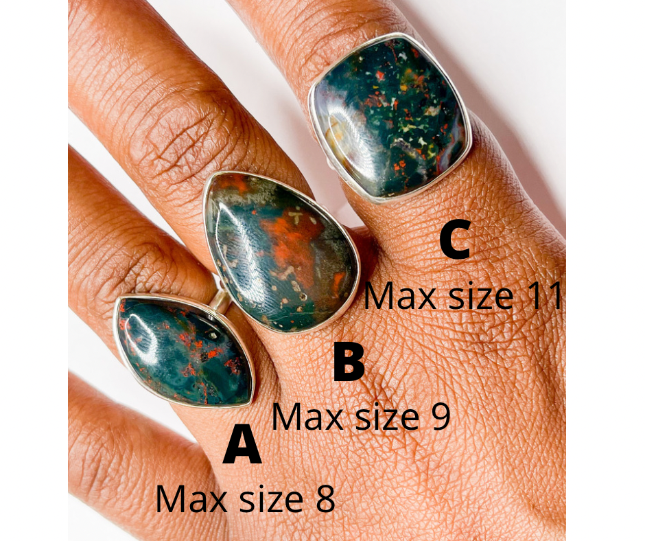 Blood Stone ring Mix-Solid Sterling Silver