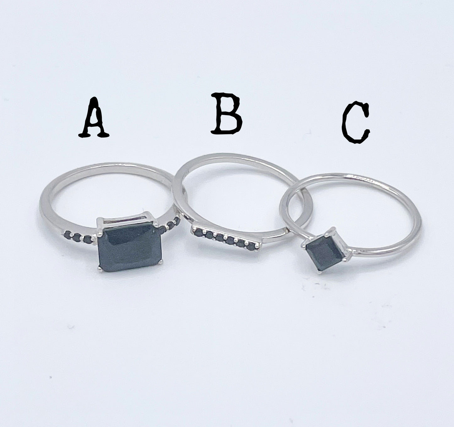 Black Stack Ring - Solid Sterling Silver