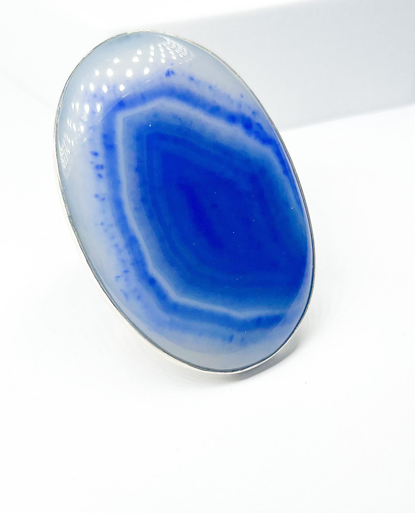 Blue Agate Flex Cuff Statement ring-Solid Sterling Silver