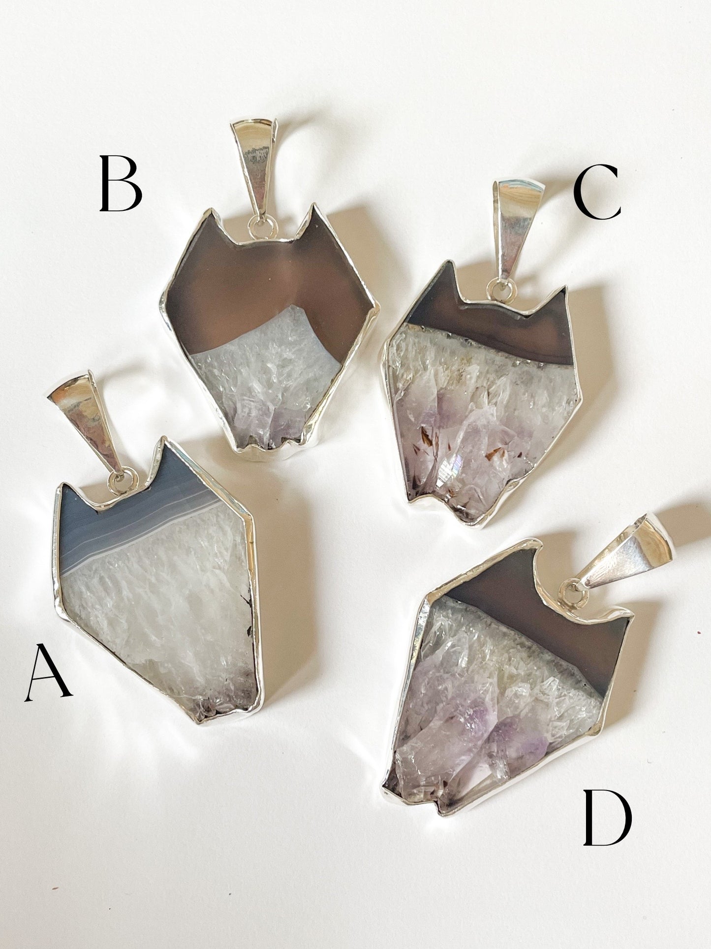 Large Quartz Bat Pendant-Solid Sterling Silver