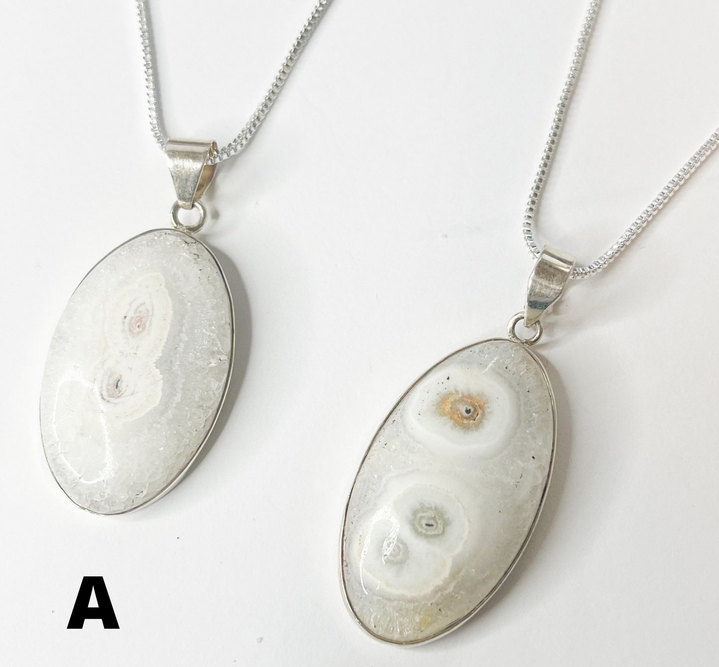 Solar Quartz Oval Pendant - Solid Sterling Silver