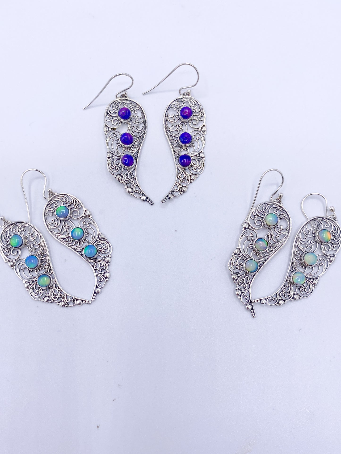 Galaxy Opal Angel Wing Dangles-Solid Sterling Silver
