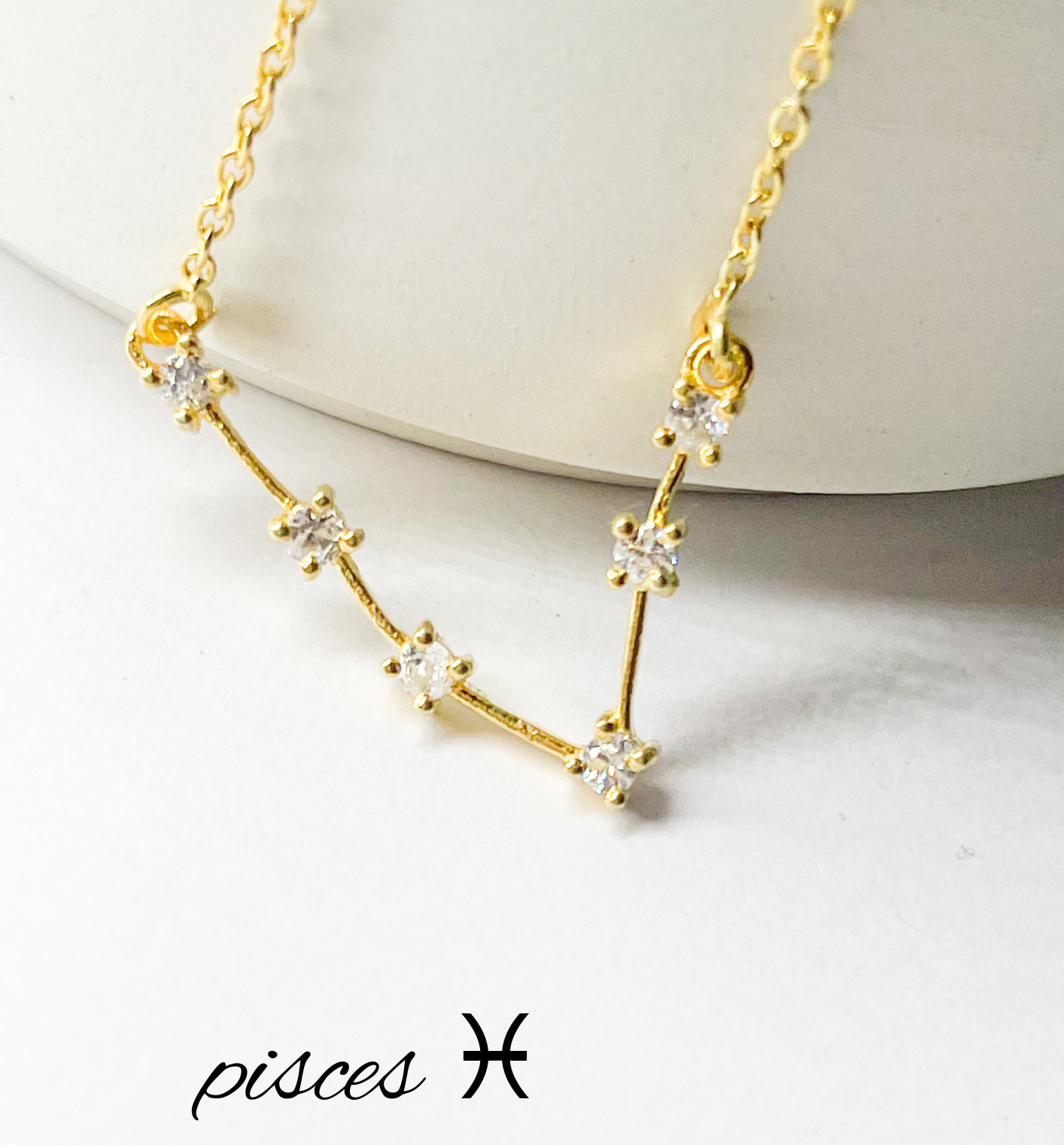 Pisces Zodiac Necklace-Gold Constellation