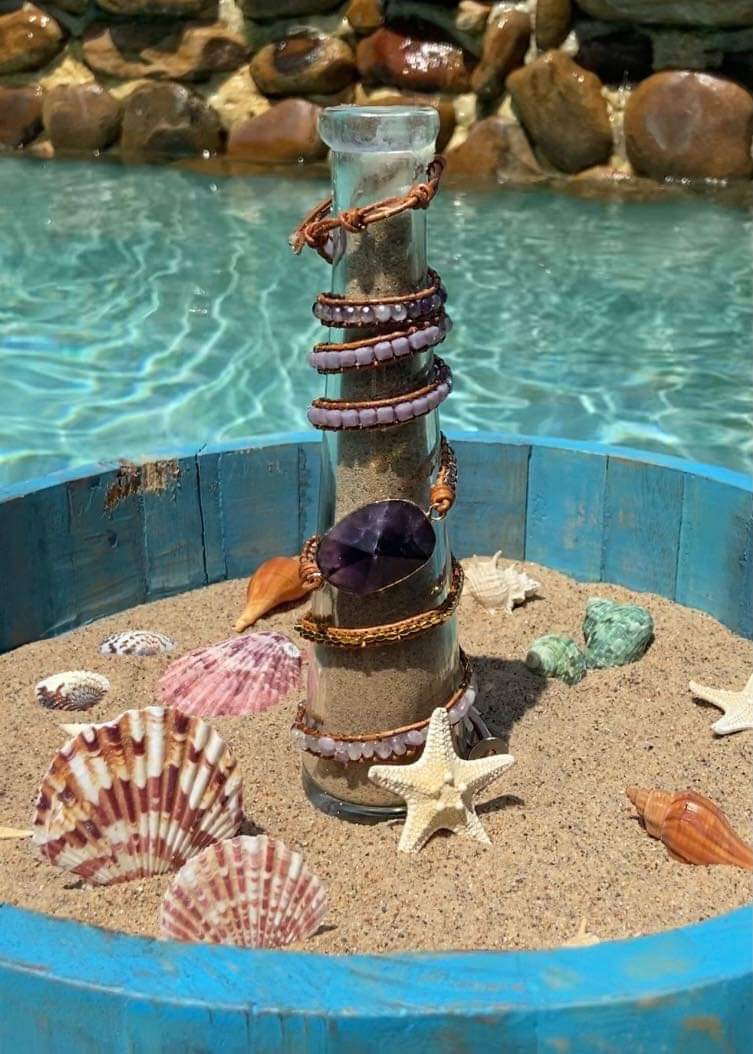 Amethyst 5-time boho wrap - Leather