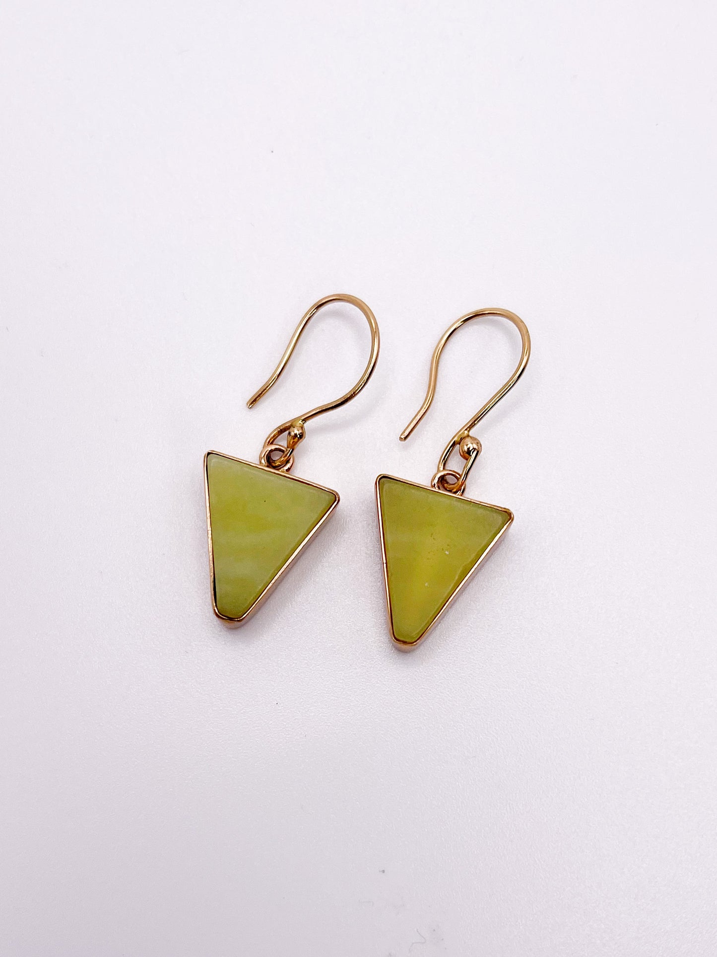 Yellow Jade Triangle Dangles-Alchemia