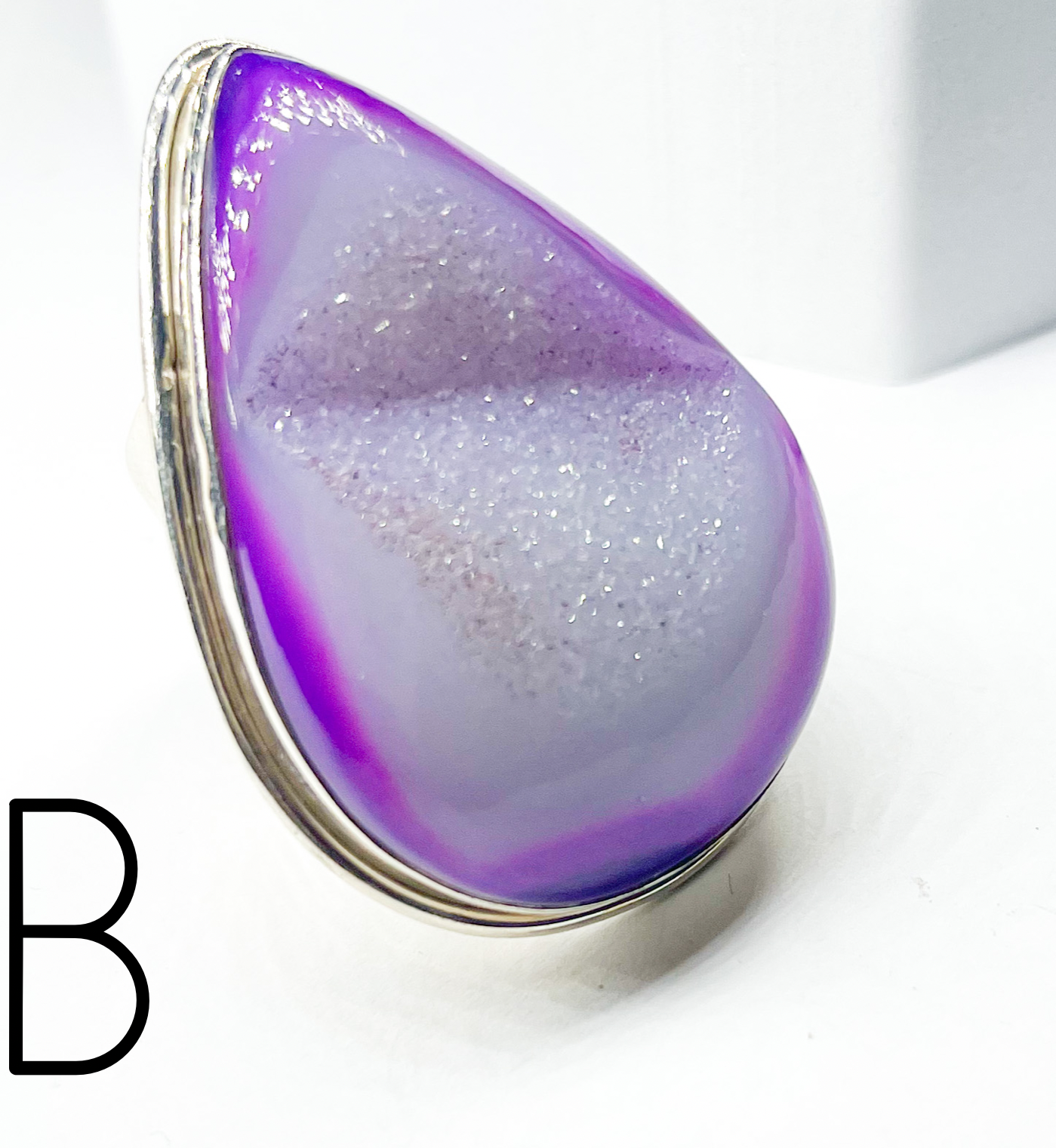 Purple Tear Druzy Flex Cuff-Solid Sterling Silver