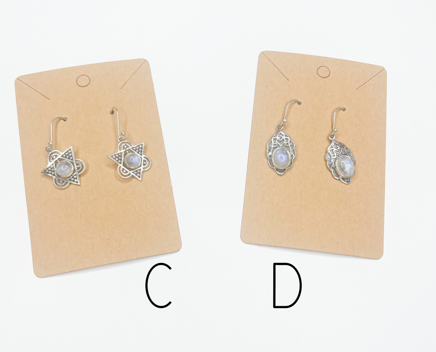 Moonstone Dangle Earrings - Solid Sterling Silver