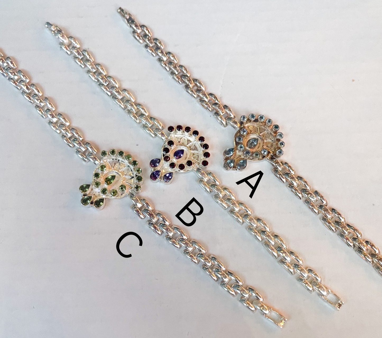 Thick Bracelet Aztec Gem-Solid Sterling Silver