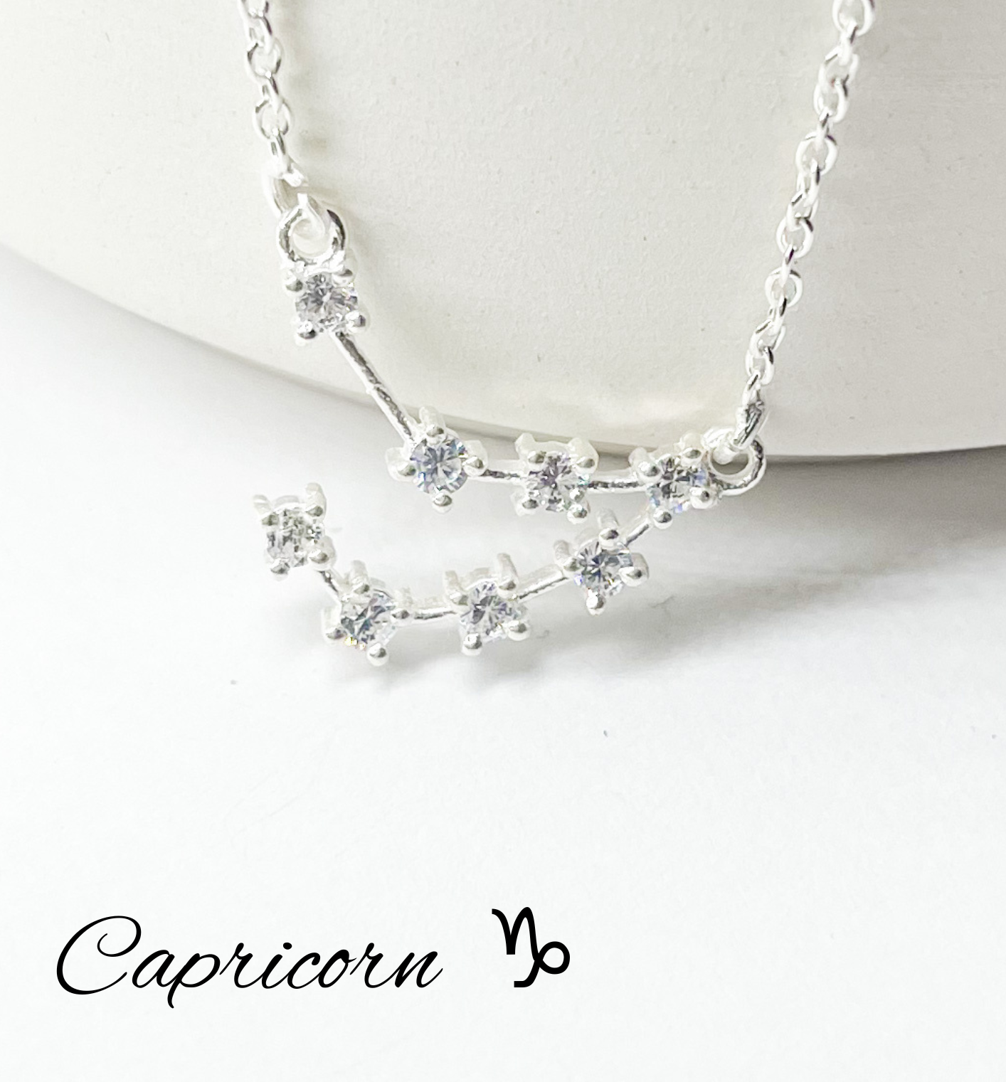 Capricorn Zodiac Necklace-Silver Constellation