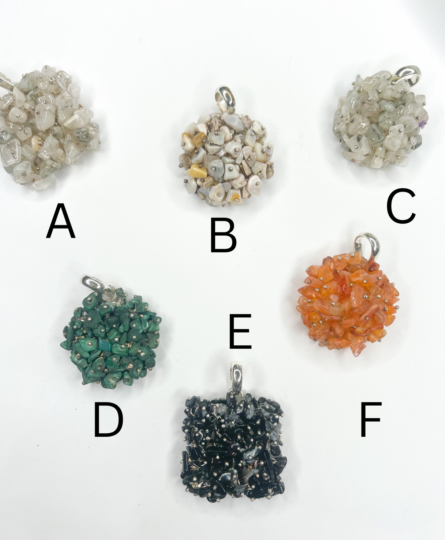 Cluster Stones Pendant Mix-Solid Sterling Silver