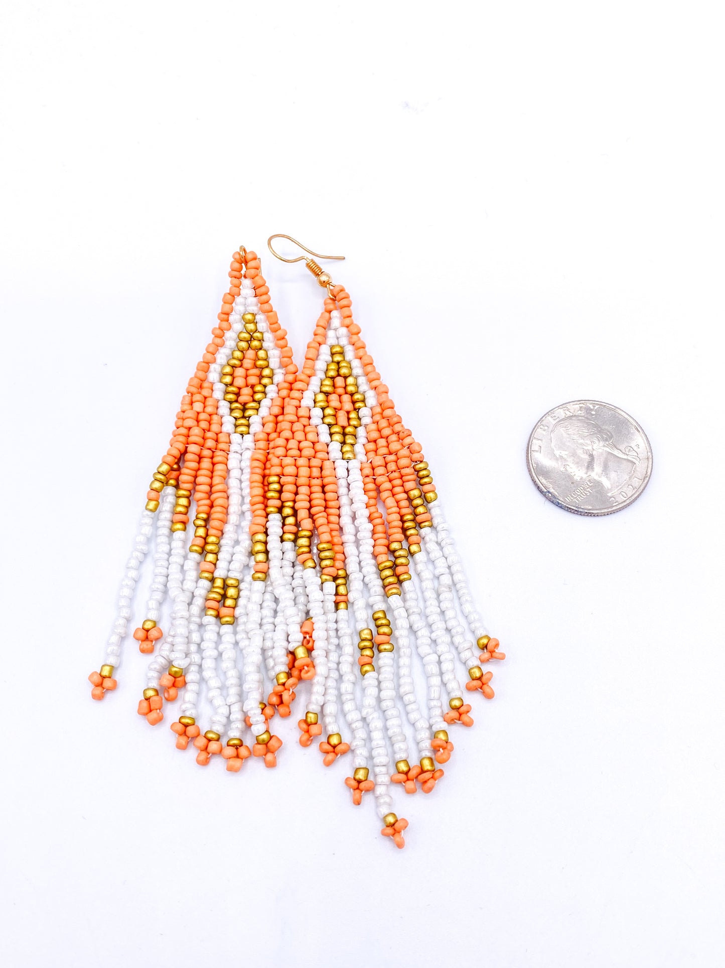 Peach Like A Princess Beaded Dangles Earrings