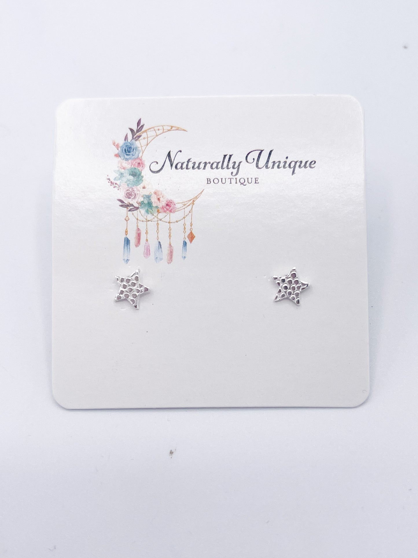 Dainty Hammered Star Studs-Solid Sterling Silver