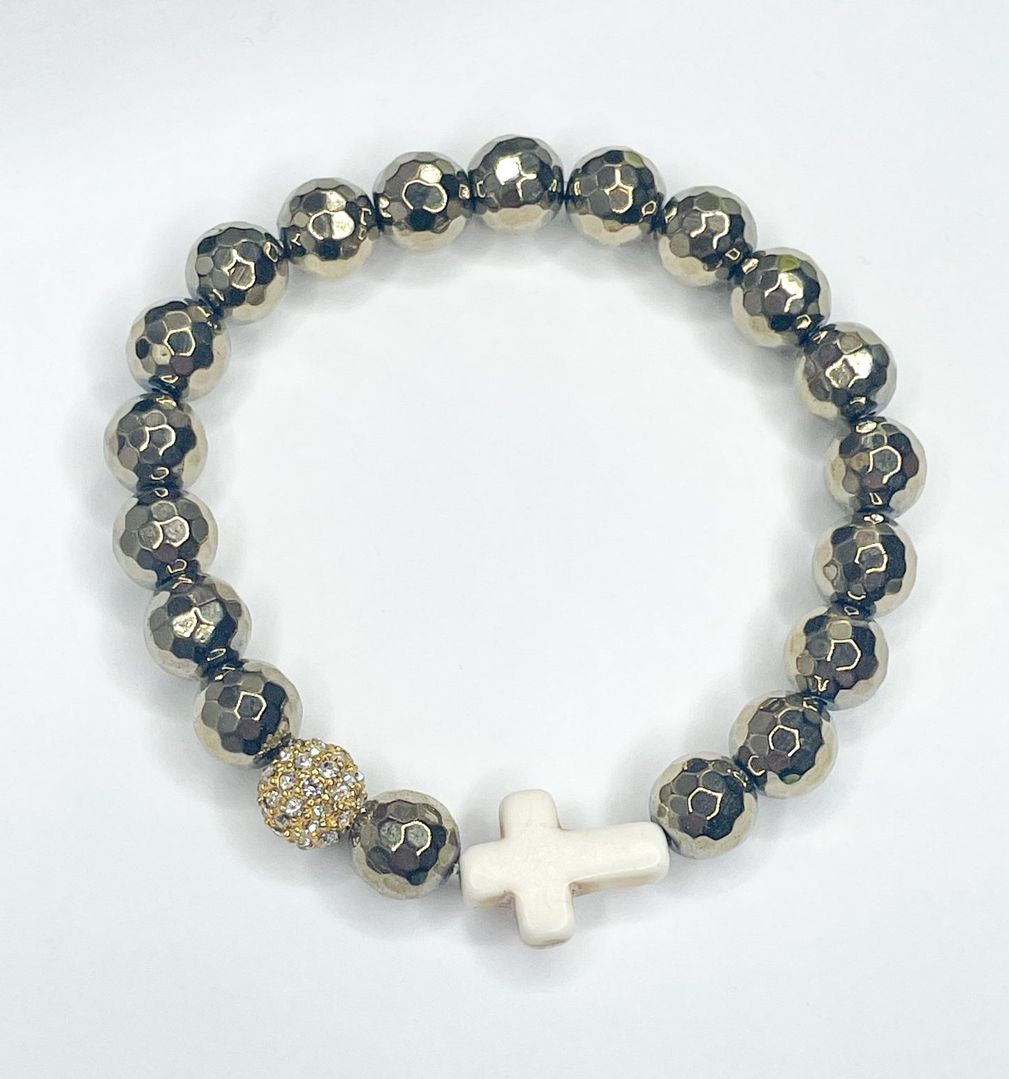 Hematite Cross Stretch Bracelet - 193