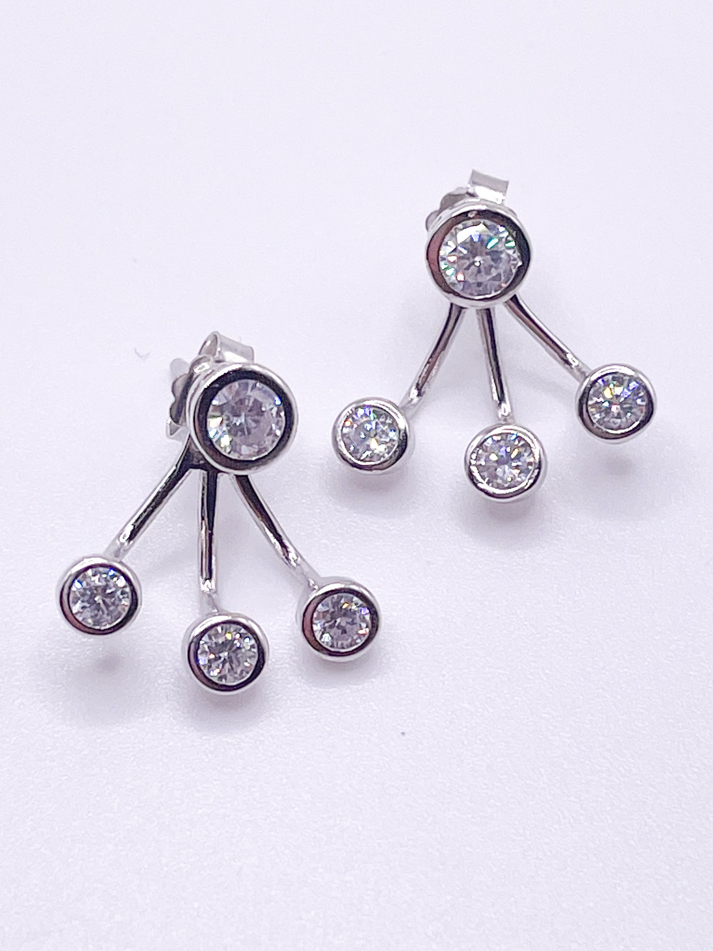 CZ Jacket Post Earrings-Solid Sterling Silver