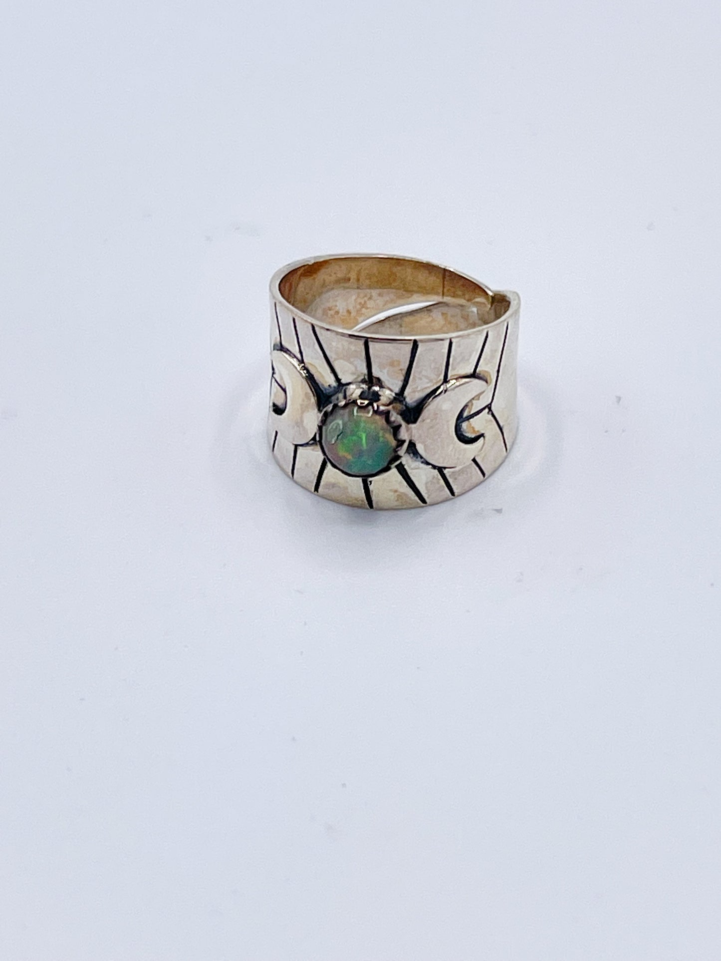 Ethiopian Opal Star Ring - Solid Sterling Silver