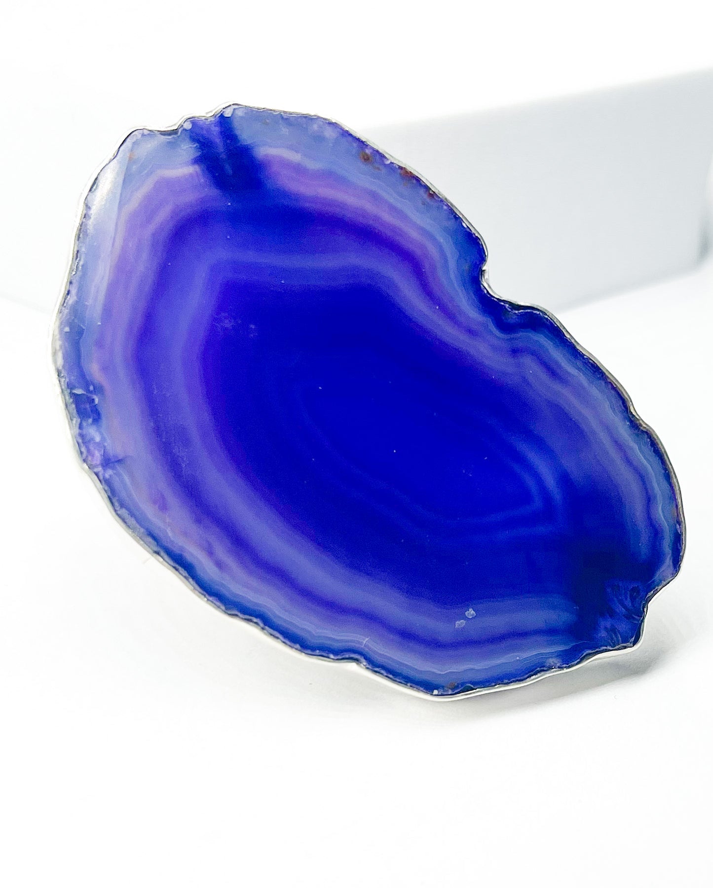 Slice Agate Adjustable Ring - Solid Sterling Silver