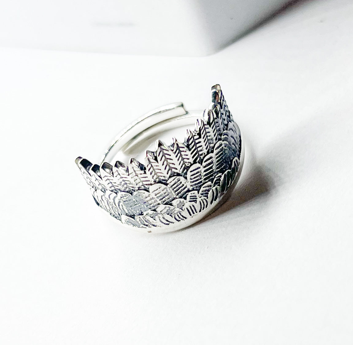 Crown Full Of Feather's Adjustable Ring-Solid Sterling Silver