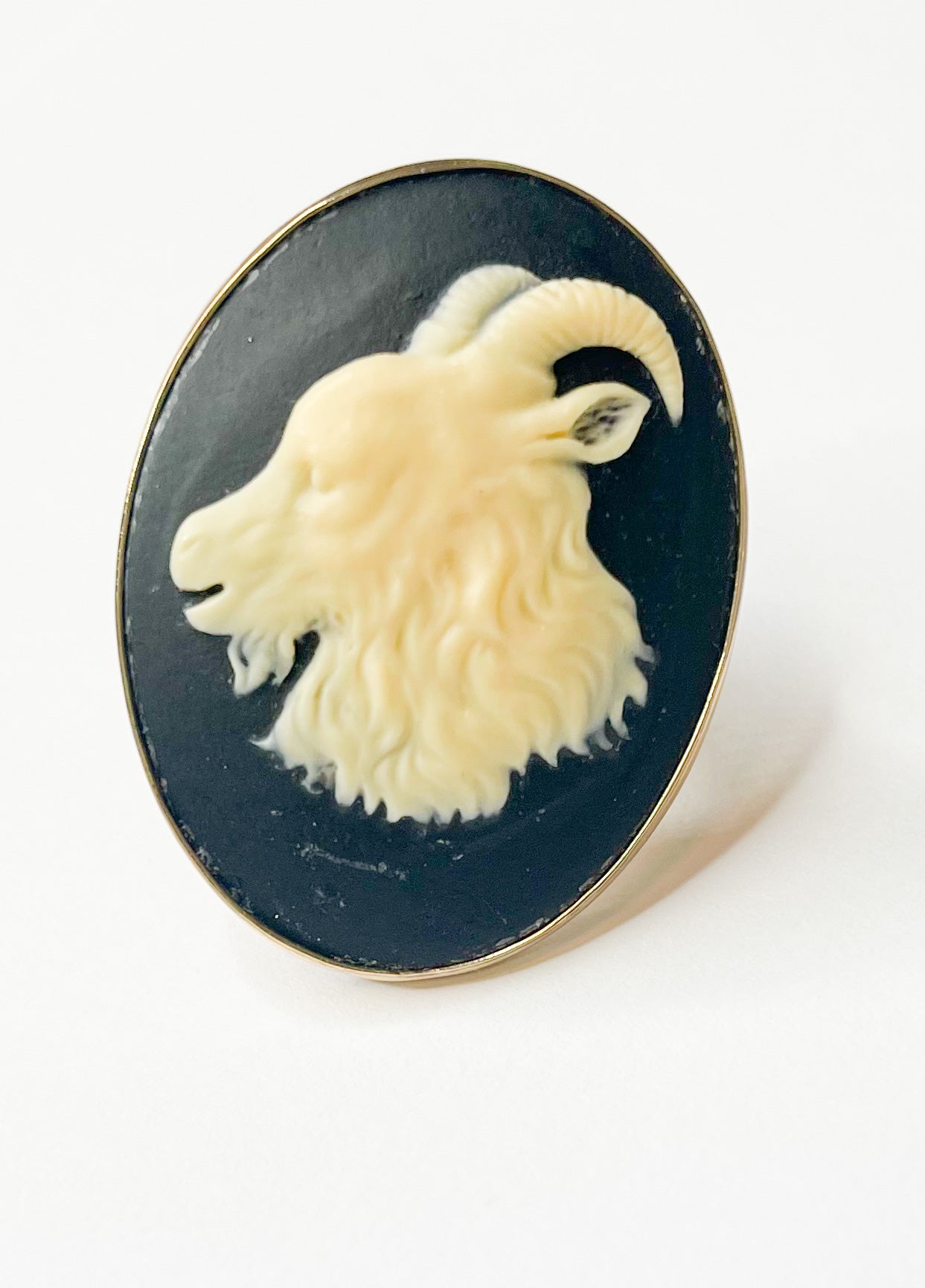 Cameo Goat Adjustable Ring- Alchemia