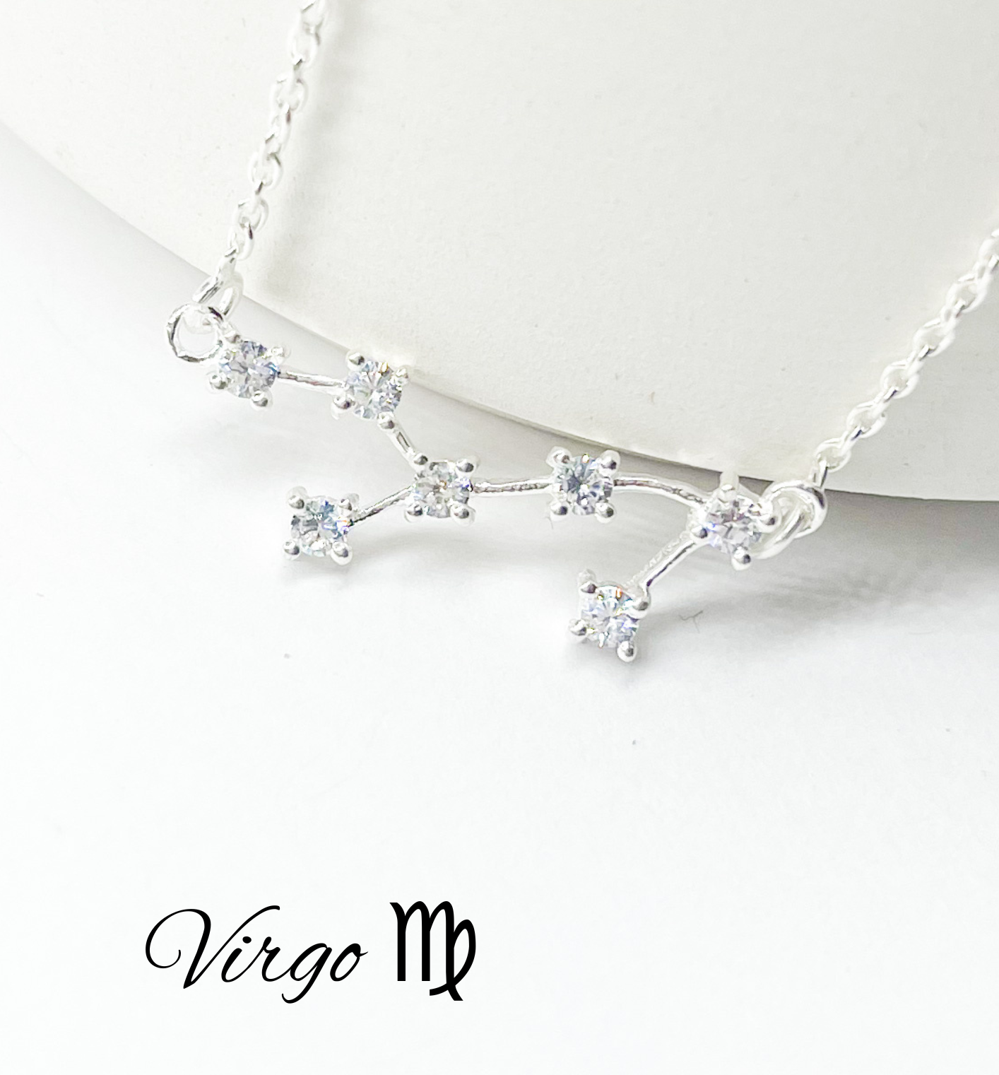 Virgo Zodiac Necklace-Silver Constellation