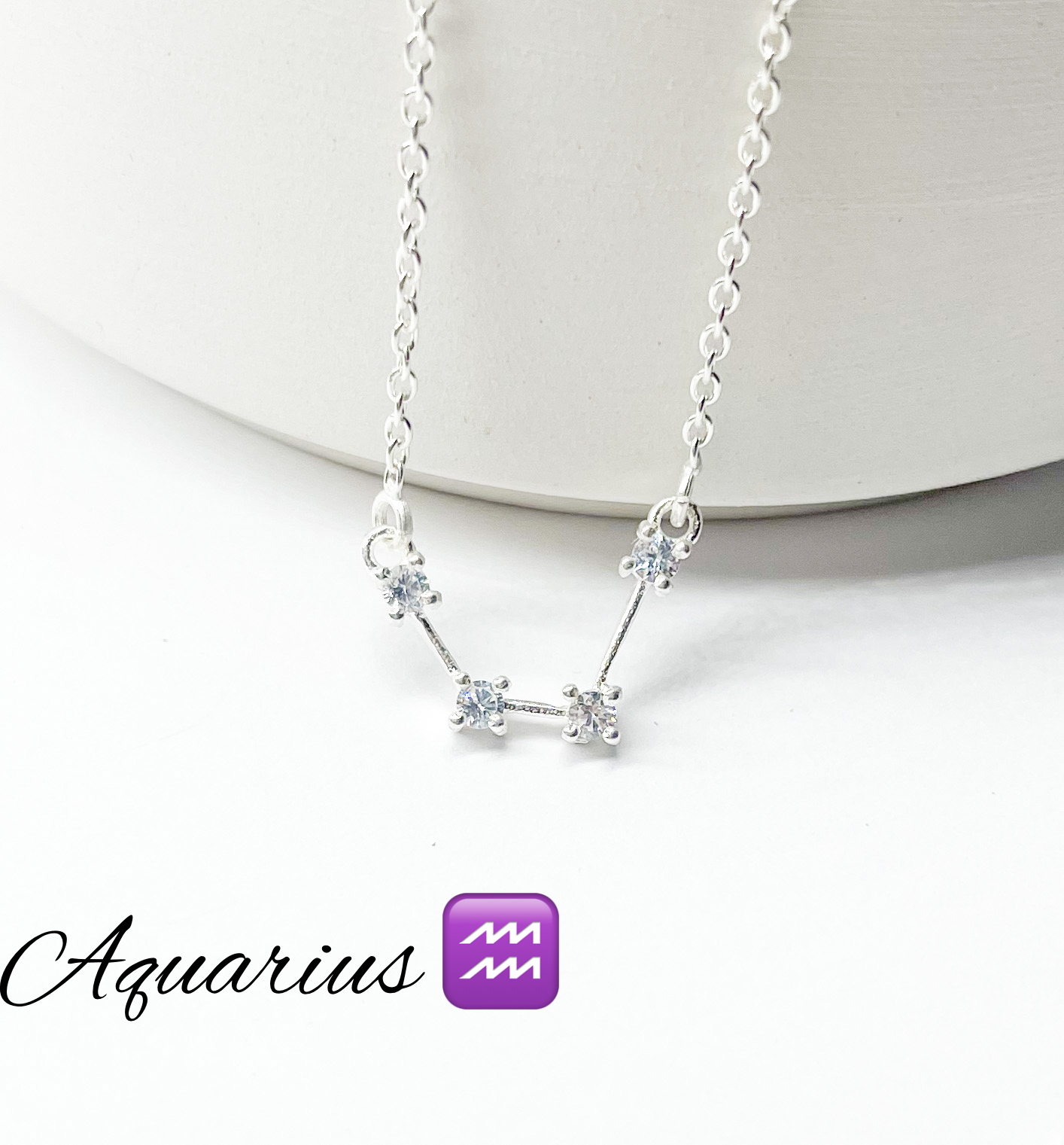 Aquarius Zodiac Necklace-Silver Constellation