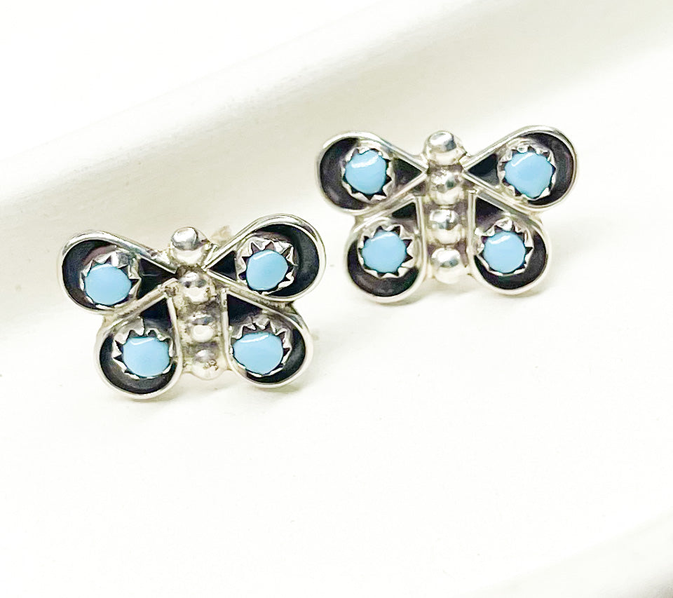 Turquoise Butterfly Studs-Solid Sterling Silver