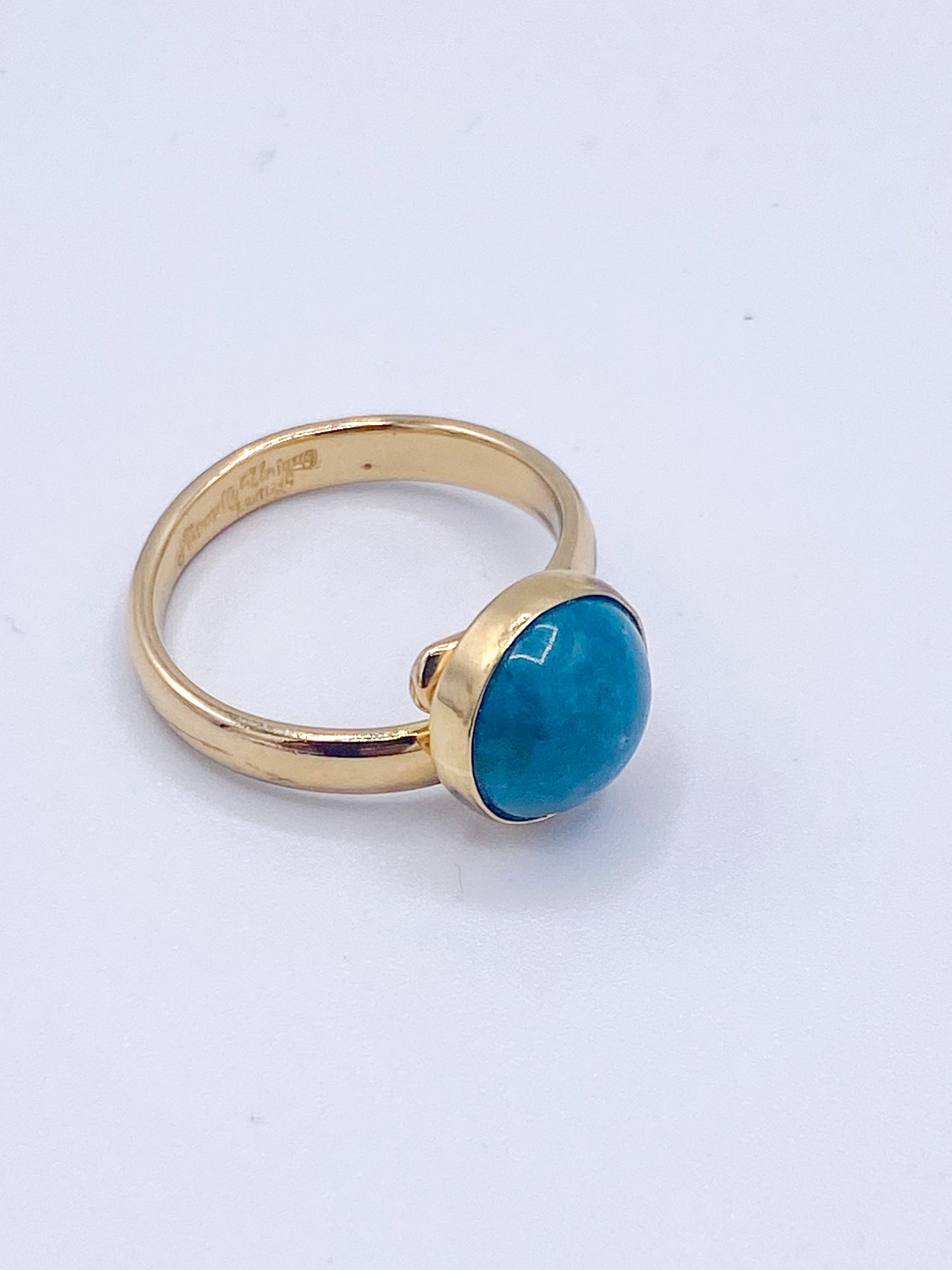 Dainty Chrysocolla Polka Dot Adjustable Ring -Alchemia