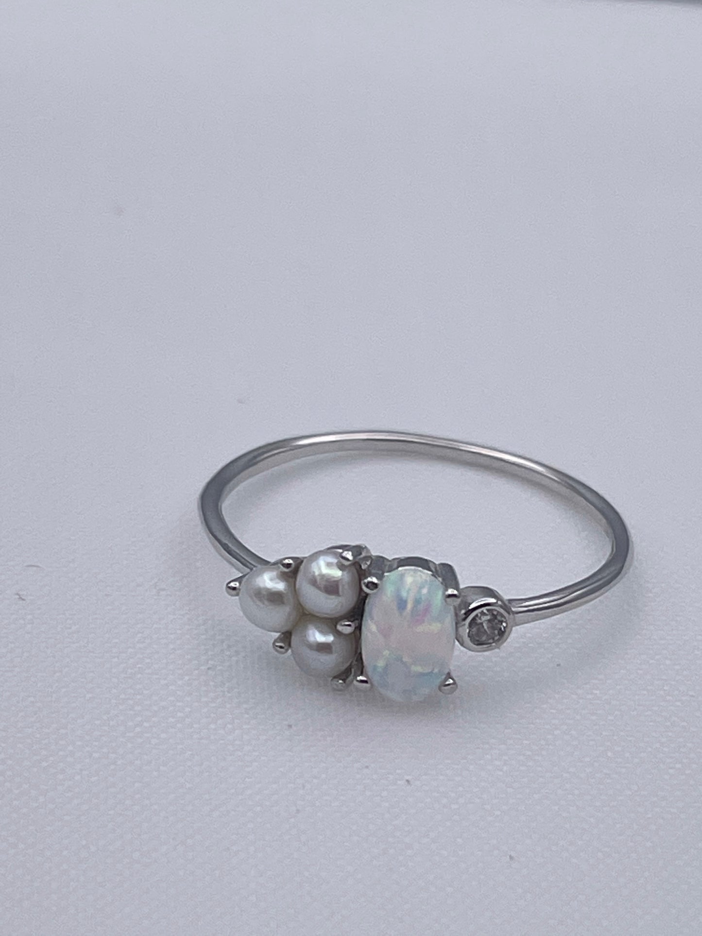 Opal & Pearl Epic Dainty Ring - Solid Sterling Silver