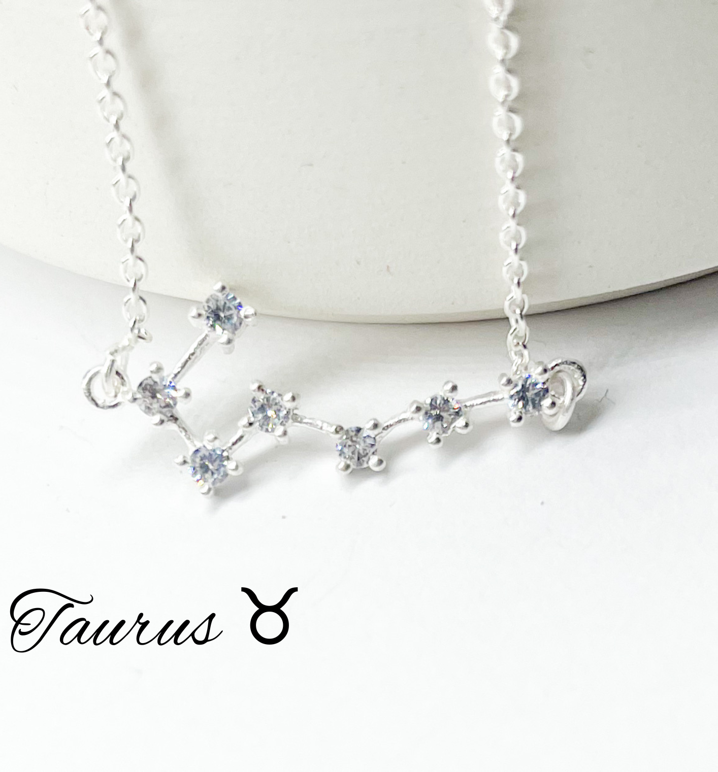 Taurus Zodiac Necklace-Silver Constellation